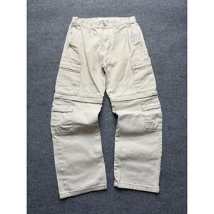 Pacsun Baggy Khaki Colored Cargo Pants Size 31x32 Mens‎ Zipper Turns To Shorts